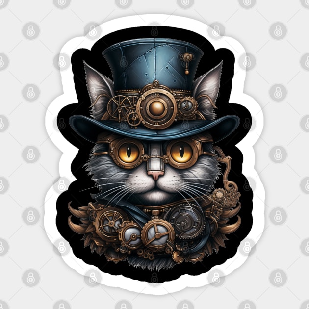 Cat Halloween Steampunk for Cat Lover Sticker by Omarzone